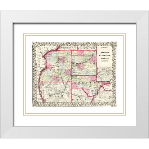 Hancock  Mcdonough  Schuyler Illinois White Modern Wood Framed Art Print with Double Matting by Campbell