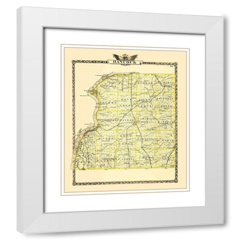 Hancock Illinois Landowner - Warner 1870 White Modern Wood Framed Art Print with Double Matting by Warner