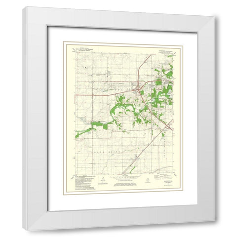 Harristown Illinois Quad - USGS 1982 White Modern Wood Framed Art Print with Double Matting by USGS