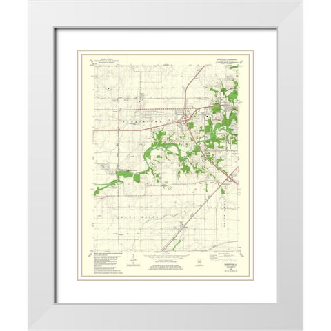 Harristown Illinois Quad - USGS 1982 White Modern Wood Framed Art Print with Double Matting by USGS