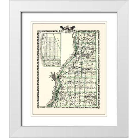Henderson Illinois Landowner - Warner 1876 White Modern Wood Framed Art Print with Double Matting by Warner