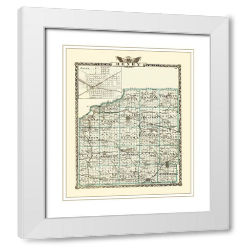 Henry Illinois Landowner - Warner 1870 White Modern Wood Framed Art Print with Double Matting by Warner