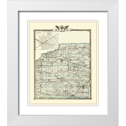 Henry Illinois Landowner - Warner 1870 White Modern Wood Framed Art Print with Double Matting by Warner