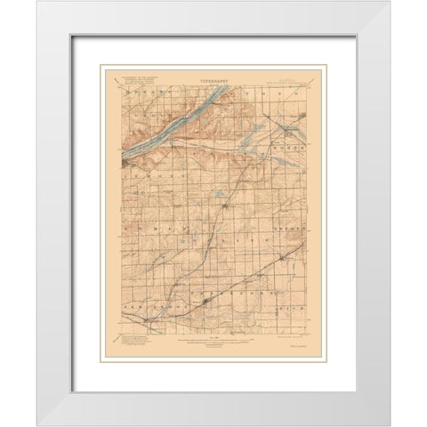 Illinois des Planes Quad - USGS 1917 White Modern Wood Framed Art Print with Double Matting by USGS