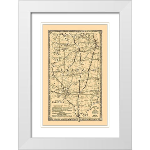 Illinois Railroads - Colton 1861  White Modern Wood Framed Art Print with Double Matting by Colton