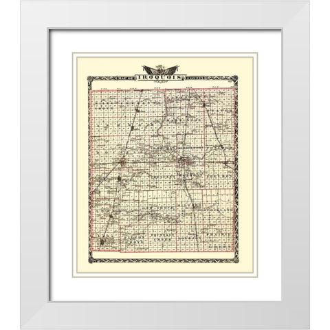 Iroquois Illinois Landowner - Warner 1870 White Modern Wood Framed Art Print with Double Matting by Warner
