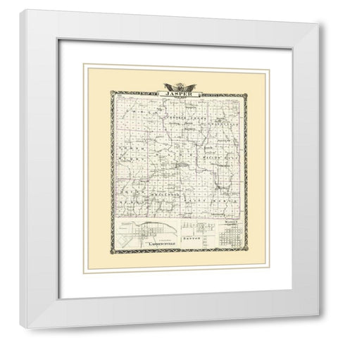 Jasper Illinois Landowner - Warner 1876 White Modern Wood Framed Art Print with Double Matting by Warner