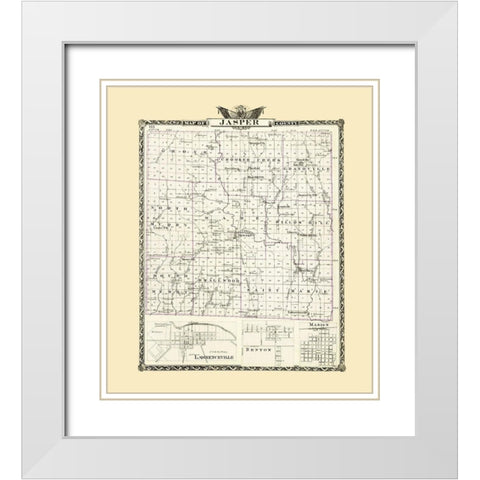 Jasper Illinois Landowner - Warner 1876 White Modern Wood Framed Art Print with Double Matting by Warner