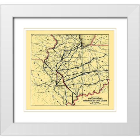 Jacksonville Northwestern, Southeastern 1850 White Modern Wood Framed Art Print with Double Matting by Watson