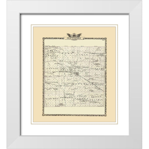 Jefferson Illinois Landowner - Warner 1876 White Modern Wood Framed Art Print with Double Matting by Warner