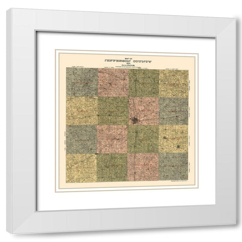 Jefferson County Illinois - Beauman 1900  White Modern Wood Framed Art Print with Double Matting by Beauman