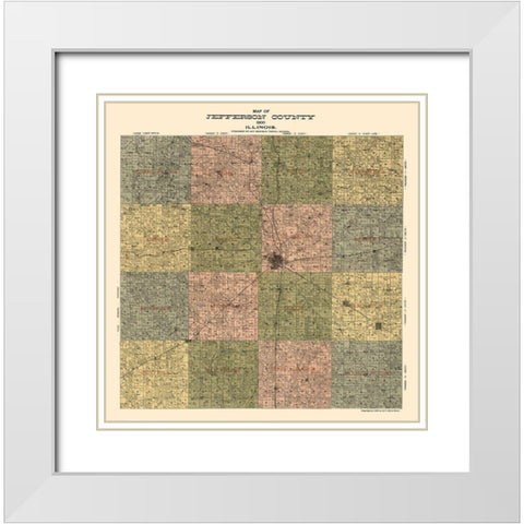 Jefferson County Illinois - Beauman 1900  White Modern Wood Framed Art Print with Double Matting by Beauman