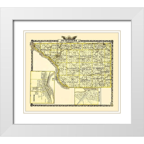 Jo Daviess Illinois Landowner - Warner 1870 White Modern Wood Framed Art Print with Double Matting by Warner