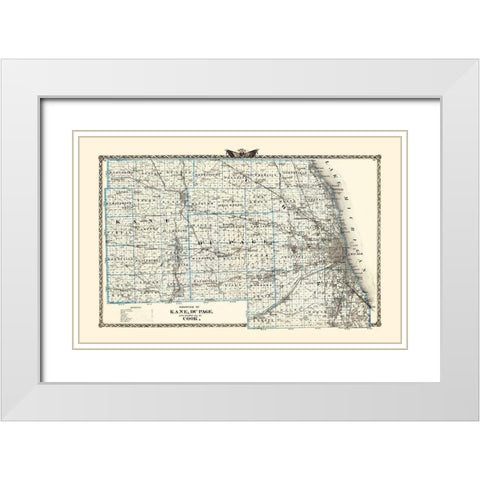 Kane  Du Page  Cook Illinois Landowner White Modern Wood Framed Art Print with Double Matting by Warner