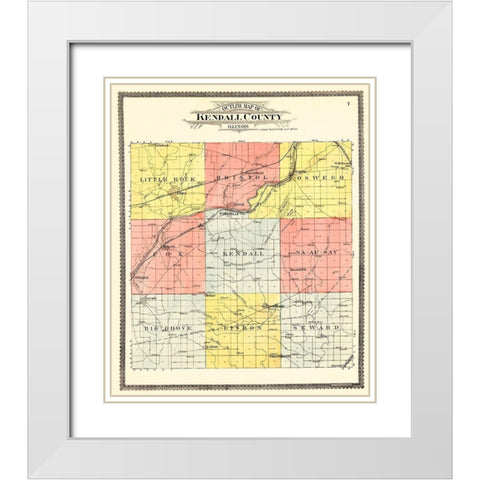 Kendall Illinois - Ogle 1903 White Modern Wood Framed Art Print with Double Matting by Ogle