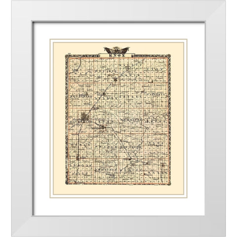 Knox Illinois Landowner - Warner 1870 White Modern Wood Framed Art Print with Double Matting by Warner