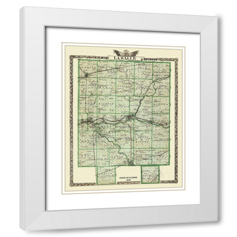 La Salle Illinois Landowner - Warner 1876 White Modern Wood Framed Art Print with Double Matting by Warner