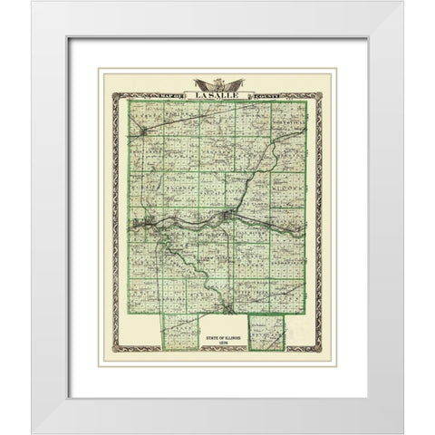 La Salle Illinois Landowner - Warner 1876 White Modern Wood Framed Art Print with Double Matting by Warner