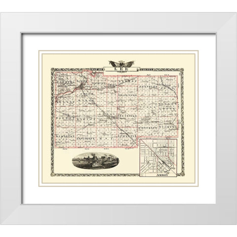 Lee Illinois Landowner - Warner 1870 White Modern Wood Framed Art Print with Double Matting by Warner