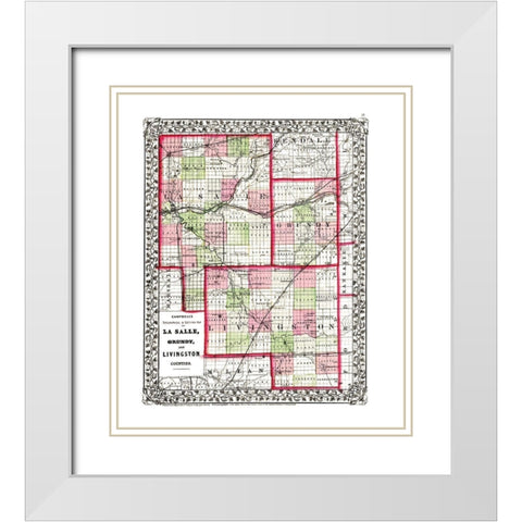 La Salle  Grundy  Livingston Illinois White Modern Wood Framed Art Print with Double Matting by Campbell