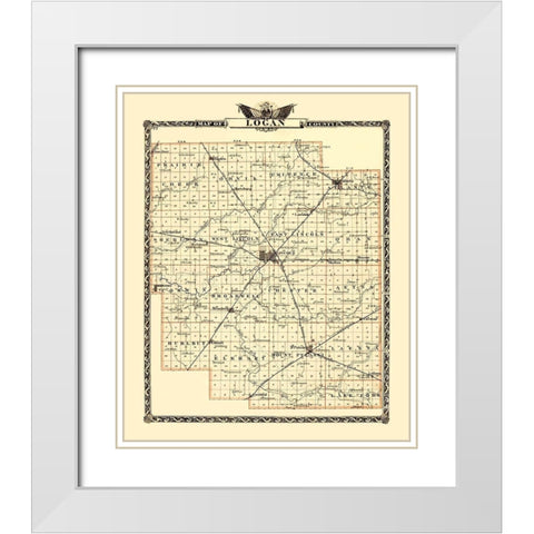 Logan Illinois Landowner - Warner 1870 White Modern Wood Framed Art Print with Double Matting by Warner