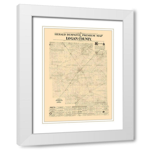 Logan County Illinois - Herald Despatch 1861  White Modern Wood Framed Art Print with Double Matting by Herald Despatch