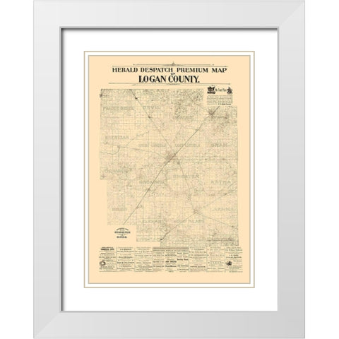 Logan County Illinois - Herald Despatch 1861  White Modern Wood Framed Art Print with Double Matting by Herald Despatch