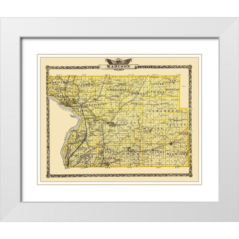 Madison Illinois Landowner - Warner 1876 White Modern Wood Framed Art Print with Double Matting by Warner