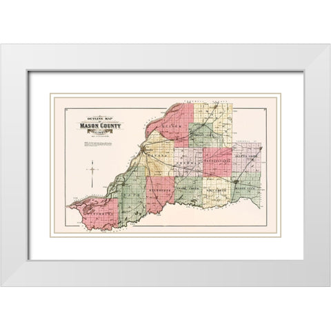 Mason Illinois - Ogle 1891 White Modern Wood Framed Art Print with Double Matting by Ogle