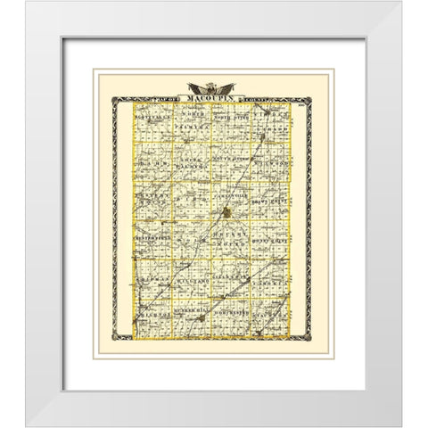 Macoupin Illinois Landowner - Warner 1870 White Modern Wood Framed Art Print with Double Matting by Warner