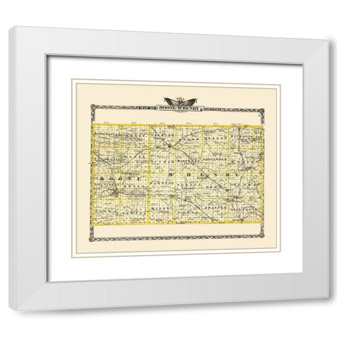 Mchenry Boone Illinois Landowner - Warner 1870 White Modern Wood Framed Art Print with Double Matting by Warner
