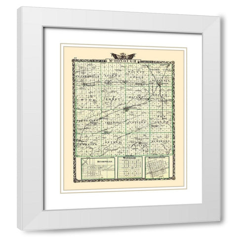 Mcdonough Illinois Landowner - Warner 1870 White Modern Wood Framed Art Print with Double Matting by Warner