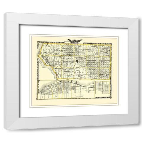Mercer Illinois Landowner - Warner 1870 White Modern Wood Framed Art Print with Double Matting by Warner