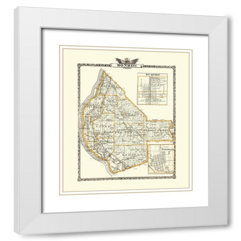 Monroe Illinois Landowner - Warner 1876 White Modern Wood Framed Art Print with Double Matting by Warner