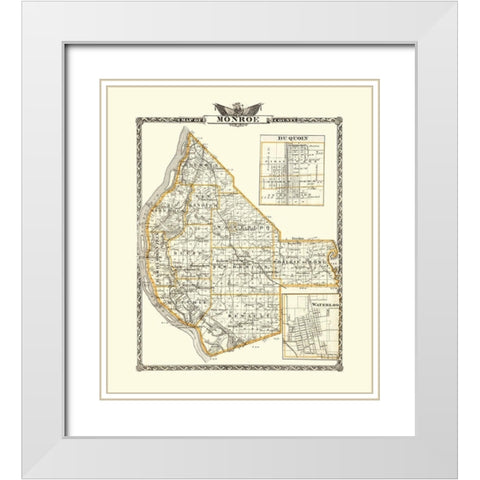 Monroe Illinois Landowner - Warner 1876 White Modern Wood Framed Art Print with Double Matting by Warner