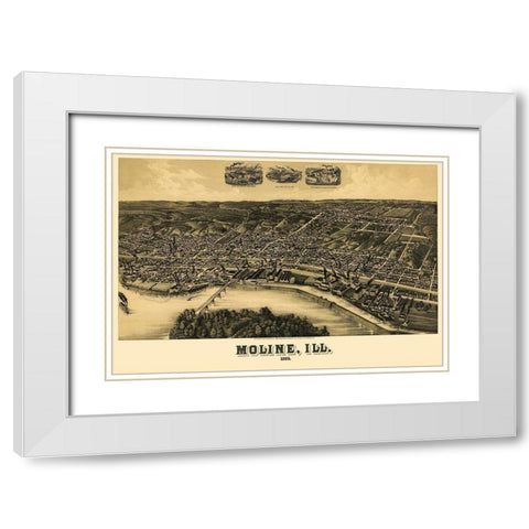Moline Illinois - Wellge 1889 White Modern Wood Framed Art Print with Double Matting by Wellge