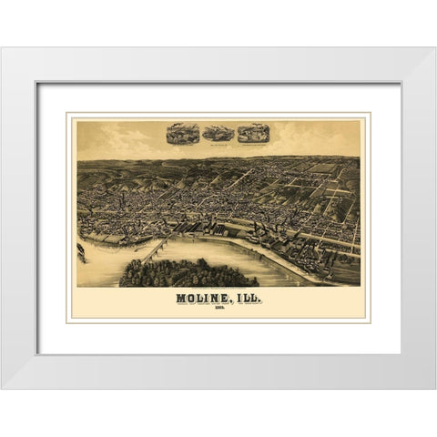 Moline Illinois - Wellge 1889 White Modern Wood Framed Art Print with Double Matting by Wellge