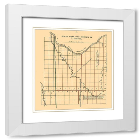 Northwest Land District Illinois - Spaulding 1836 White Modern Wood Framed Art Print with Double Matting by Spaulding