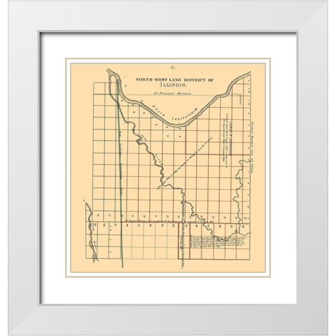 Northwest Land District Illinois - Spaulding 1836 White Modern Wood Framed Art Print with Double Matting by Spaulding