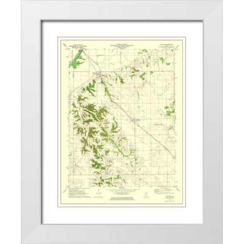 Oakford Illinois Quad - USGS 1971 White Modern Wood Framed Art Print with Double Matting by USGS