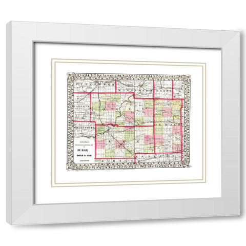 De Kalb  Ogle  Lee Illinois - Campbell 1850 White Modern Wood Framed Art Print with Double Matting by Campbell