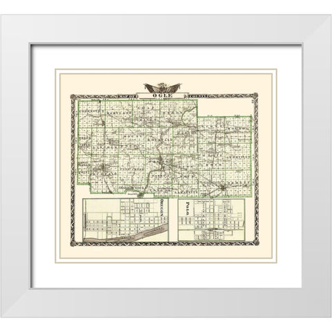 Ogle Illinois Landowner - Warner 1870 White Modern Wood Framed Art Print with Double Matting by Warner
