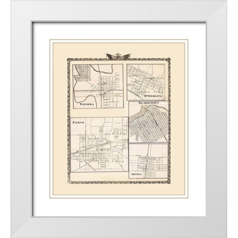 Watseka Mt Sterling Beardstown Arcola Paris White Modern Wood Framed Art Print with Double Matting by Warner