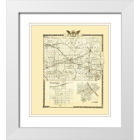 Perry Illinois Landowner - Warner 1876 White Modern Wood Framed Art Print with Double Matting by Warner