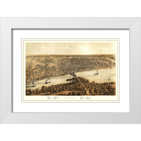Peoria Illinois - Ruger 1867 White Modern Wood Framed Art Print with Double Matting by Ruger