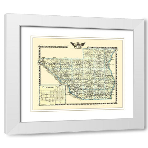 Pike Illinois Landowner - Warner 1870 White Modern Wood Framed Art Print with Double Matting by Warner