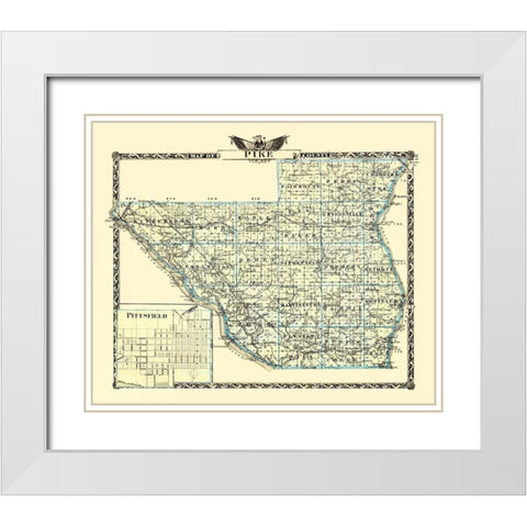 Pike Illinois Landowner - Warner 1870 White Modern Wood Framed Art Print with Double Matting by Warner