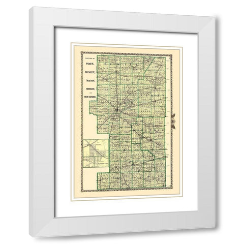 Piatt Dewitt Macon Shelby Moultrie Illinois White Modern Wood Framed Art Print with Double Matting by Warner