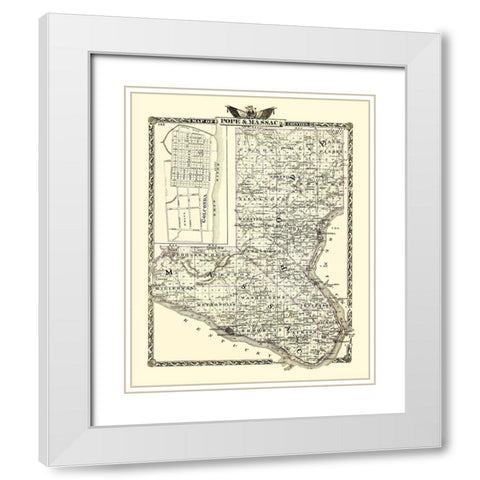 Pope  Massac Illinois - Warner 1870 White Modern Wood Framed Art Print with Double Matting by Warner