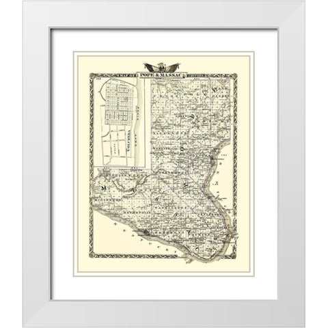 Pope  Massac Illinois - Warner 1870 White Modern Wood Framed Art Print with Double Matting by Warner